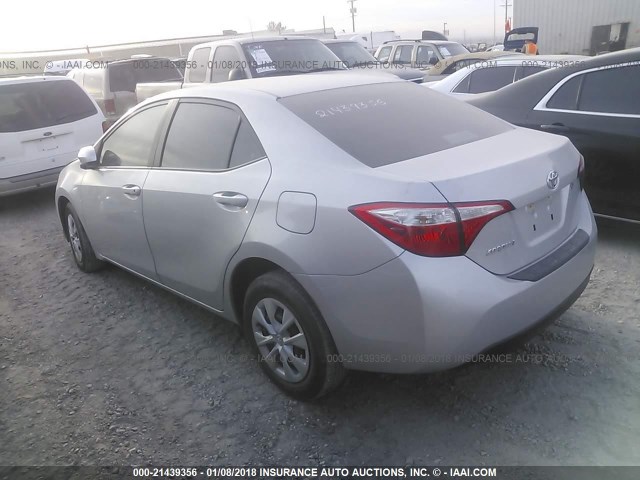 5YFBURHE6FP224728 - 2015 TOYOTA COROLLA L/LE/LE PLS/PRM/S/S PLS SILVER photo 3