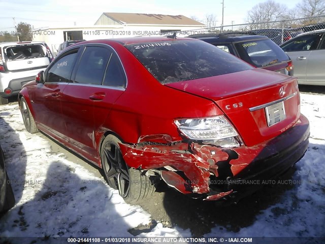 WDDGF77X18F163571 - 2008 MERCEDES-BENZ C 63 AMG RED photo 3