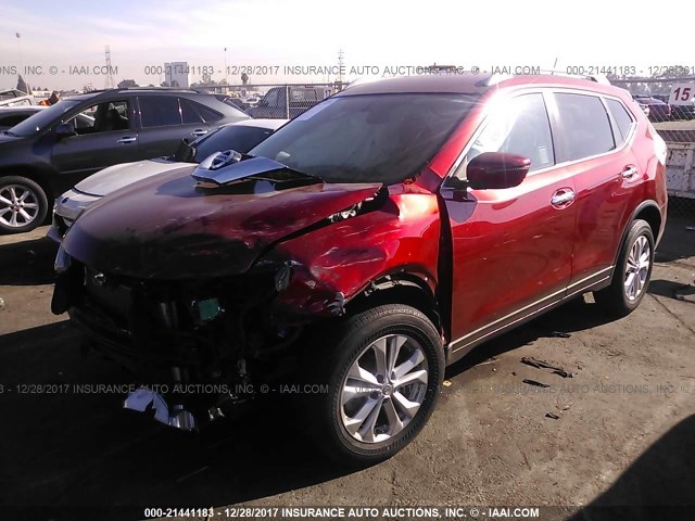 5N1AT2MN2GC839021 - 2016 NISSAN ROGUE S/SL/SV RED photo 2