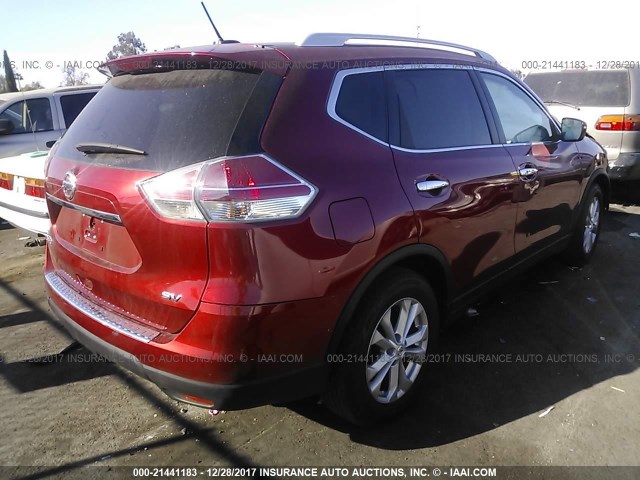 5N1AT2MN2GC839021 - 2016 NISSAN ROGUE S/SL/SV RED photo 4