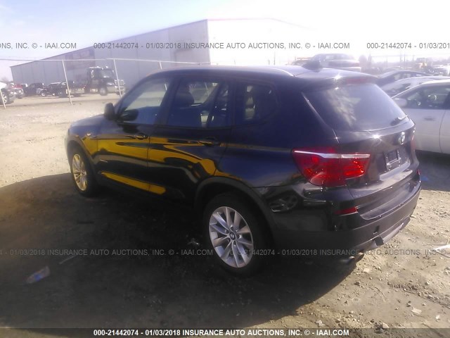 5UXWX9C53E0D22223 - 2014 BMW X3 XDRIVE28I BLACK photo 3