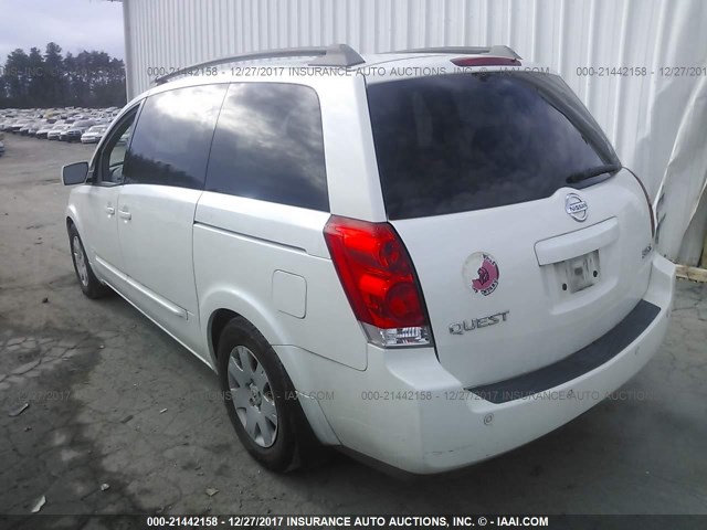 5N1BV28U15N126872 - 2005 NISSAN QUEST S/SE/SL WHITE photo 3