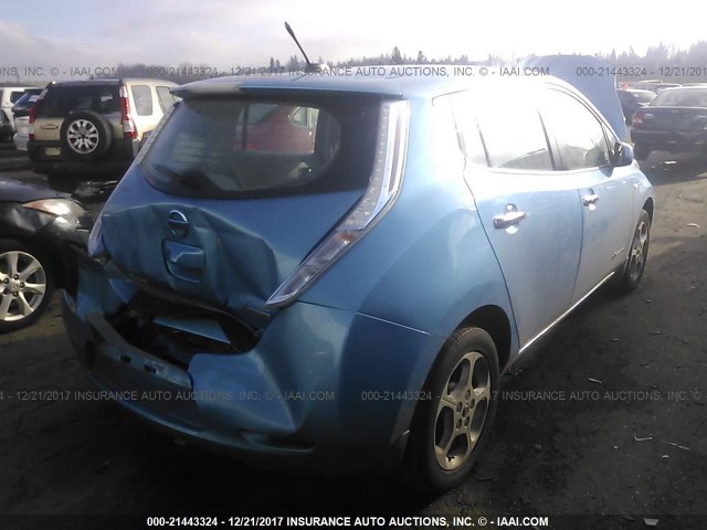 JN1AZ0CP4CT020177 - 2012 NISSAN LEAF SV/SL BLUE photo 4