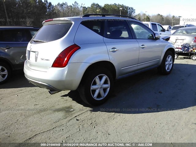 JN8AZ08W65W404318 - 2005 NISSAN MURANO SL/SE/S SILVER photo 4