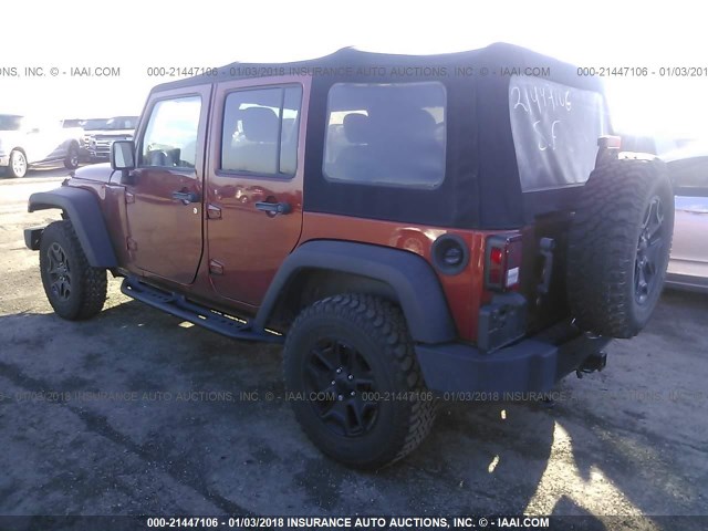 1C4BJWDG2EL291896 - 2014 JEEP WRANGLER UNLIMITE SPORT ORANGE photo 3