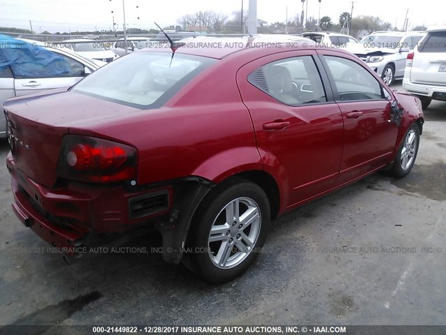 1C3CDZCB8CN153238 - 2012 DODGE AVENGER SXT RED photo 4