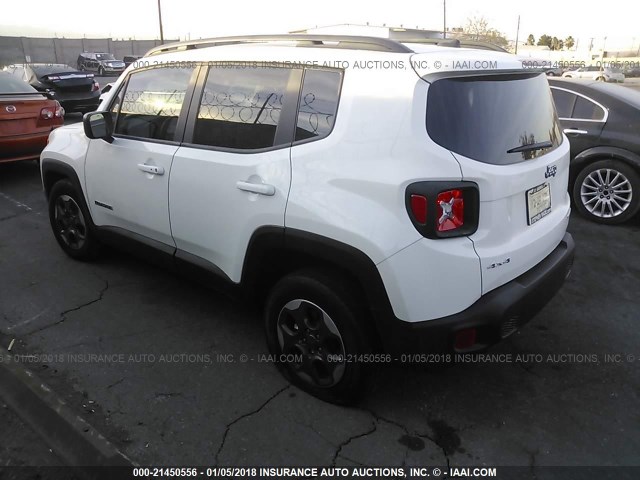 ZACCJBAB6HPG05605 - 2017 JEEP RENEGADE SPORT Սպիտակ լուսանկար 3