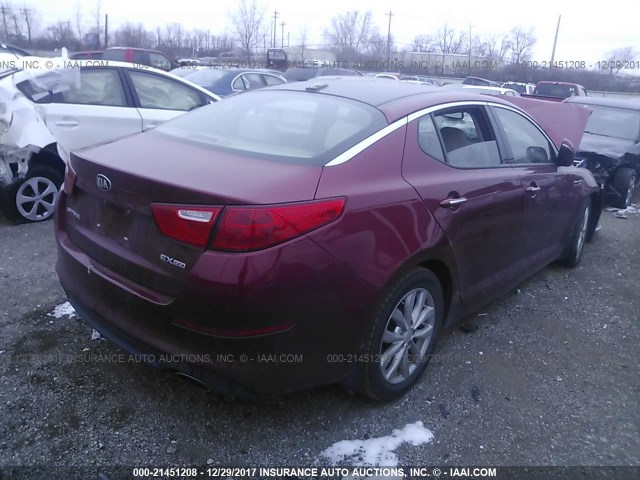 5XXGN4A77FG450285 - 2015 KIA OPTIMA EX RED photo 4