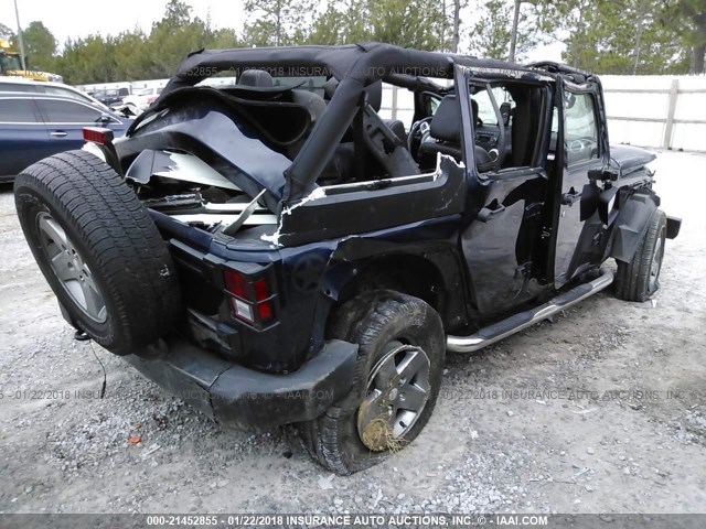 1C4BJWDG5DL591074 - 2013 JEEP WRANGLER UNLIMITE SPORT BLUE photo 4