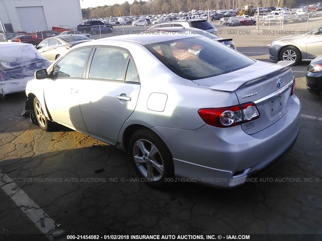 2T1BU4EE6CC900453 - 2012 TOYOTA COROLLA S/LE SILVER photo 3