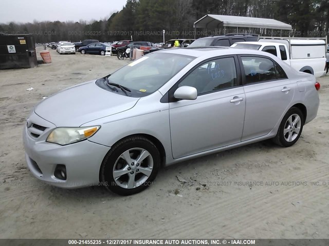 2T1BU4EE5BC585496 - 2011 TOYOTA COROLLA S/LE SILVER photo 2