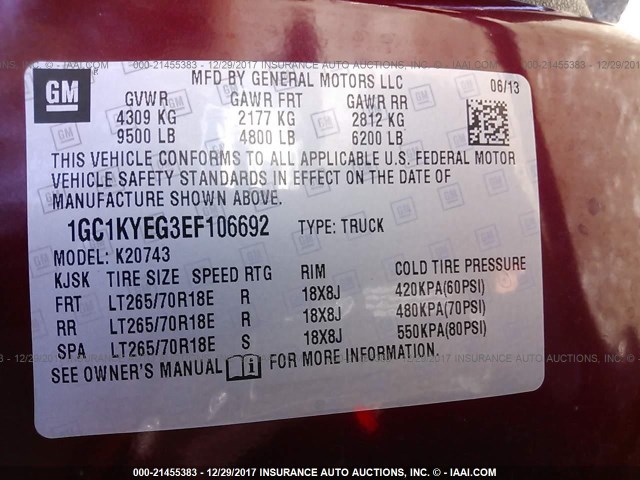 1GC1KYEG3EF106692 - 2014 CHEVROLET SILVERADO K2500 HEAVY DUTY LTZ BURGUNDY photo 9