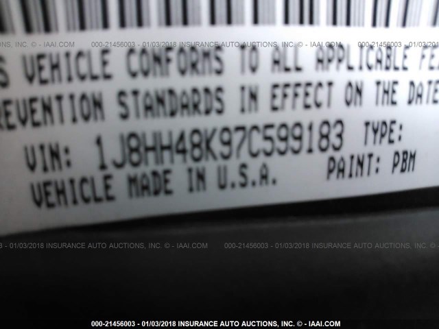 1J8HH48K97C599183 - 2007 JEEP COMMANDER Pewter photo 9