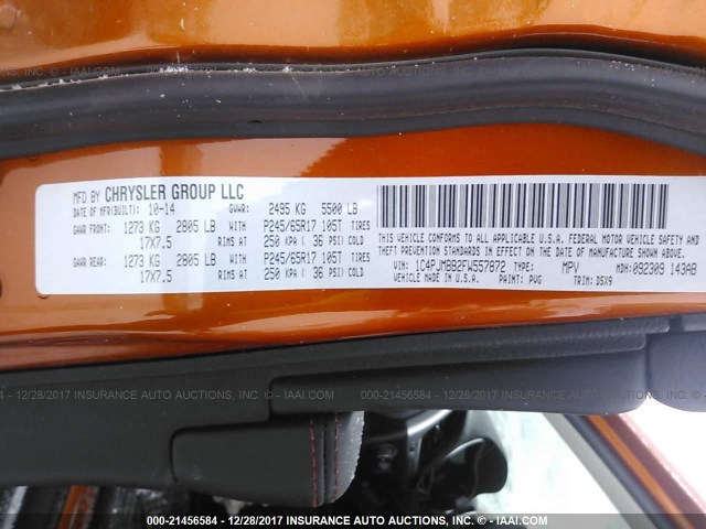 1C4PJMBB2FW557872 - 2015 JEEP CHEROKEE TRAILHAWK ORANGE photo 9