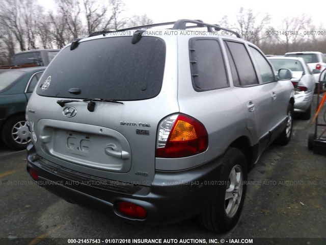 KM8SC73E34U665260 - 2004 HYUNDAI SANTA FE GLS/LX SILVER photo 4