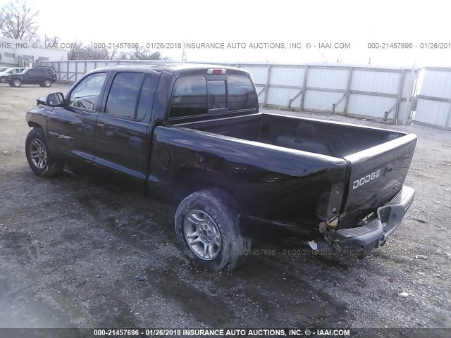 1B7HL2AN91S314946 - 2001 DODGE DAKOTA QUAD BLACK photo 3