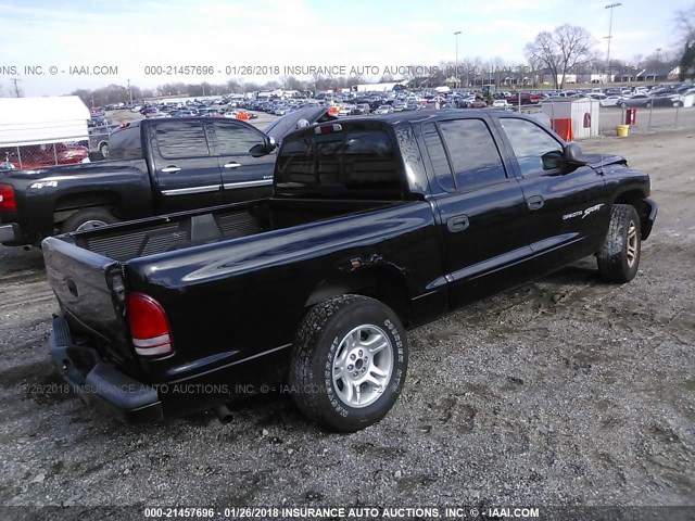 1B7HL2AN91S314946 - 2001 DODGE DAKOTA QUAD BLACK photo 4