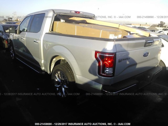 1FTEW1CG7GKD39405 - 2016 FORD F150 SUPERCREW SILVER photo 3