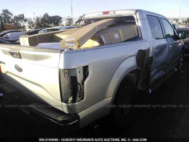 1FTEW1CG7GKD39405 - 2016 FORD F150 SUPERCREW SILVER photo 4