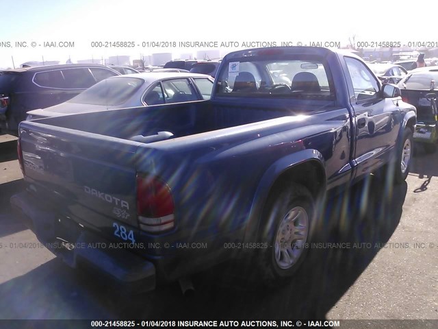 1D7FL16K84S524223 - 2004 DODGE DAKOTA SXT BLUE photo 4