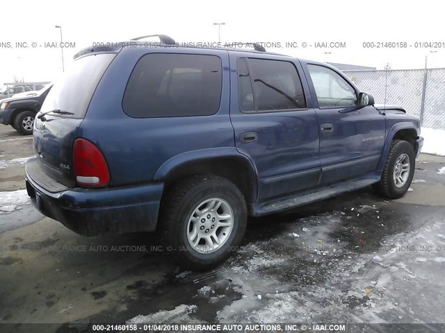 1B4HS28N41F501753 - 2001 DODGE DURANGO Dark Blue photo 4