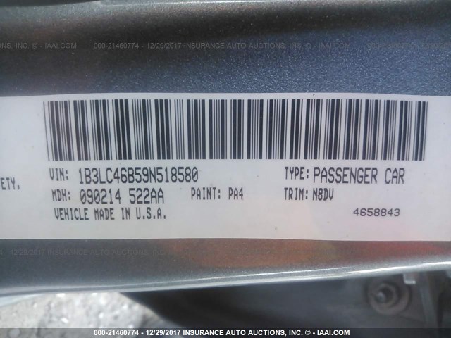 1B3LC46B59N518580 - 2009 DODGE AVENGER SE/SXT GRAY photo 9