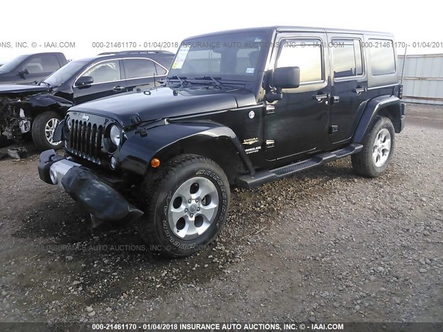 1C4BJWEG3EL286138 - 2014 JEEP WRANGLER UNLIMITE SAHARA BLACK photo 2