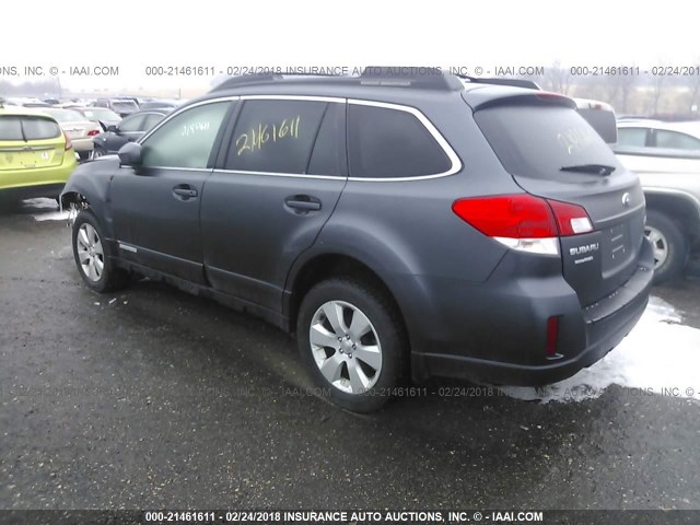 4S4BRCCC3B1398688 - 2011 SUBARU OUTBACK 2.5I PREMIUM BLUE photo 3