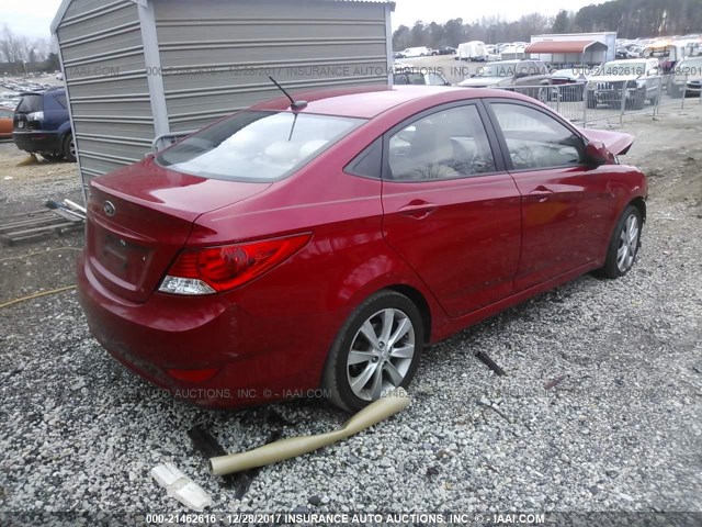 KMHCU4AE1CU181024 - 2012 HYUNDAI ACCENT GLS/GS/SE RED photo 4