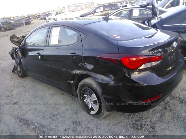 KMHDH4AE8GU517217 - 2016 HYUNDAI ELANTRA SE/SPORT/LIMITED BLACK photo 3