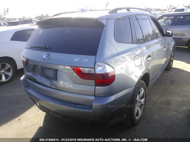 WBXPC93427WJ00720 - 2007 BMW X3 3.0SI GRAY photo 4