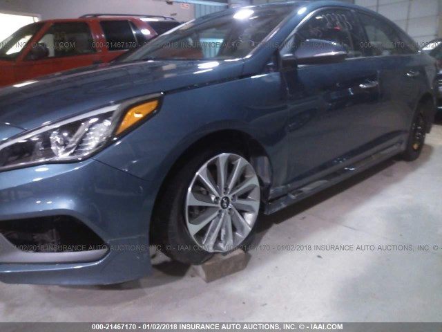 5NPE34AF2FH260077 - 2015 HYUNDAI SONATA SPORT/LIMITED BLUE photo 6