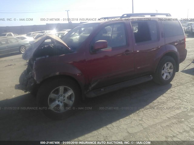 5N1AR1NN2CC617287 - 2012 NISSAN PATHFINDER S/LE/SE RED photo 2