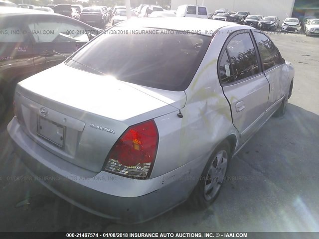 KMHDN46D25U000016 - 2005 HYUNDAI ELANTRA GLS/GT SILVER photo 4