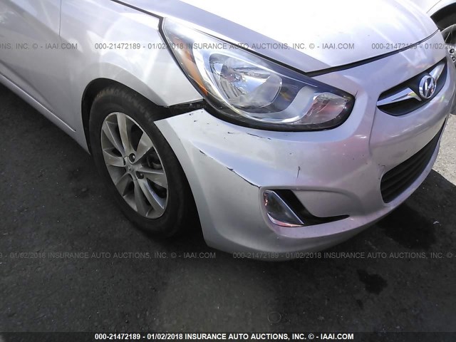 KMHCU4AE4DU444317 - 2013 HYUNDAI ACCENT GLS/SE SILVER photo 6