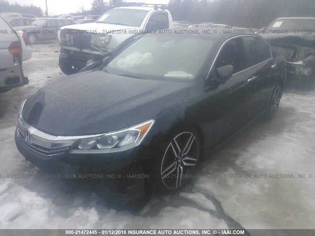 1HGCR2F5XGA013281 - 2016 HONDA ACCORD SPORT BLACK photo 2