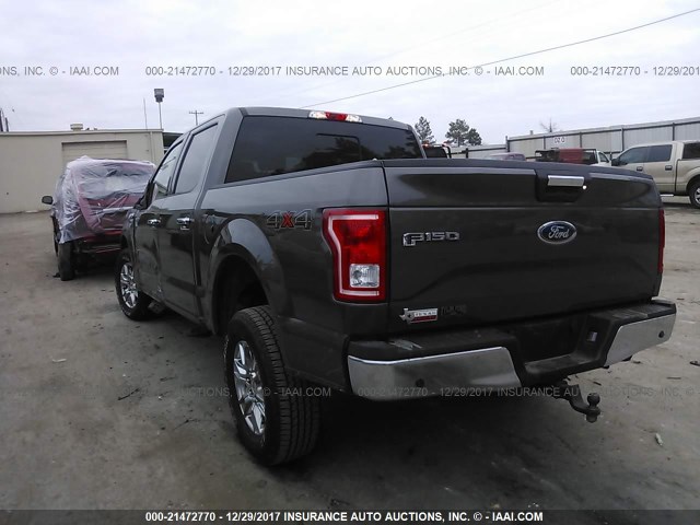 1FTEW1EF4HKC71666 - 2017 FORD F150 SUPERCREW GRAY photo 3