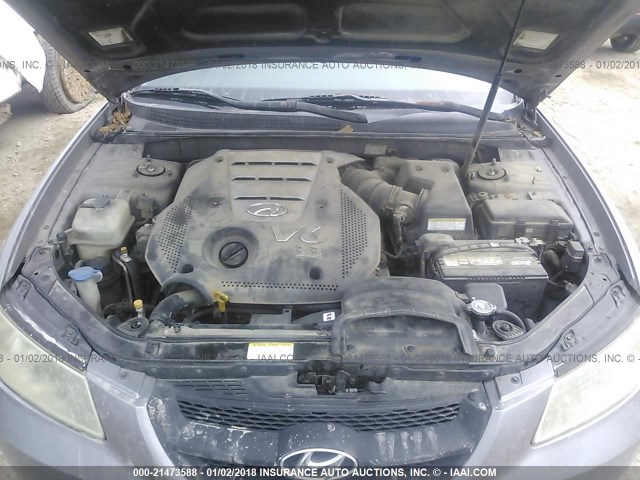 5NPEU46F86H102185 - 2006 HYUNDAI SONATA GLS/LX GRAY photo 10