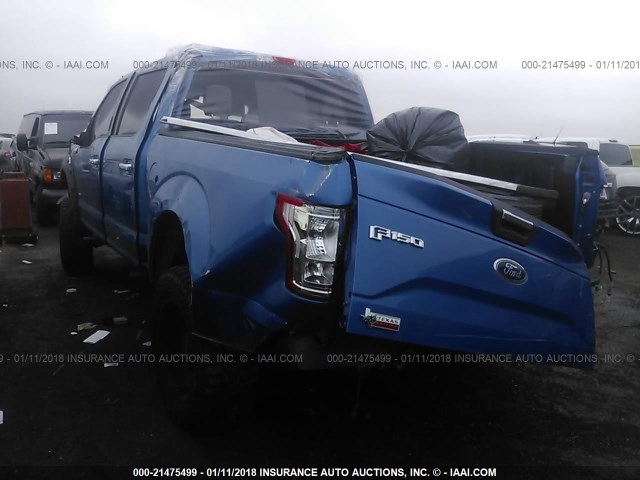 1FTEW1CP7GKF44481 - 2016 FORD F150 SUPERCREW BLUE photo 3