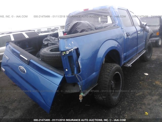 1FTEW1CP7GKF44481 - 2016 FORD F150 SUPERCREW BLUE photo 4