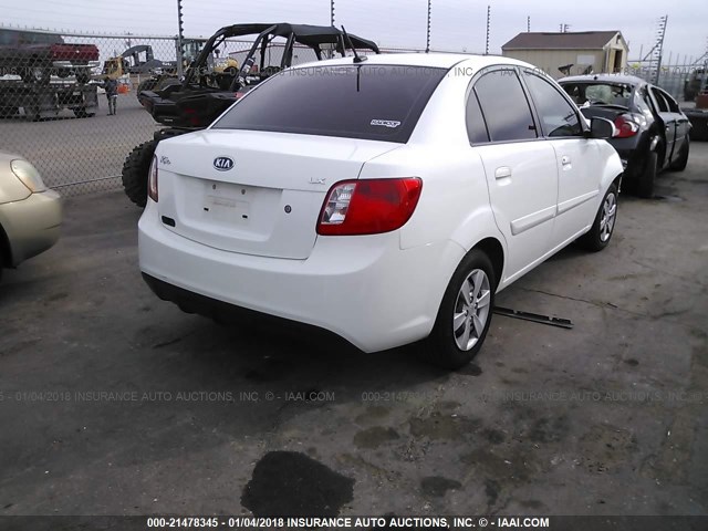 KNADH4A33A6680546 - 2010 KIA RIO LX/SX WHITE photo 4