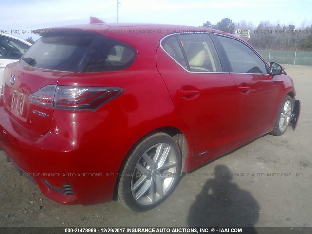 JTHKD5BH7F2216064 - 2015 LEXUS CT 200 RED photo 4