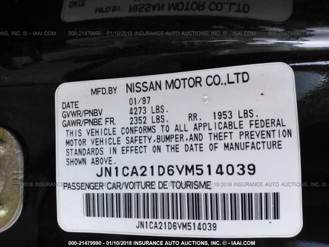 JN1CA21D6VM514039 - 1997 NISSAN MAXIMA GLE/GXE/SE GREEN photo 9