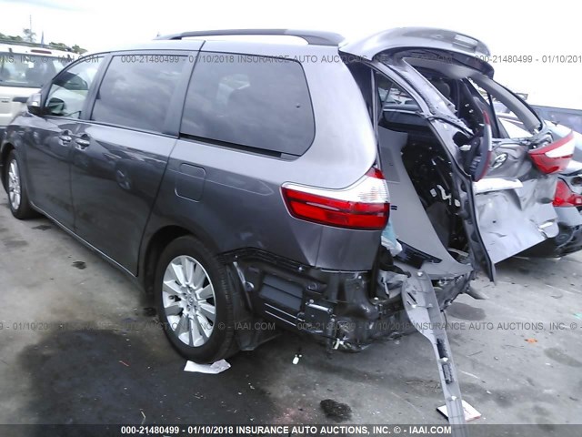 5TDYK3DC8FS588612 - 2015 TOYOTA SIENNA XLE/LIMITED GRAY photo 3