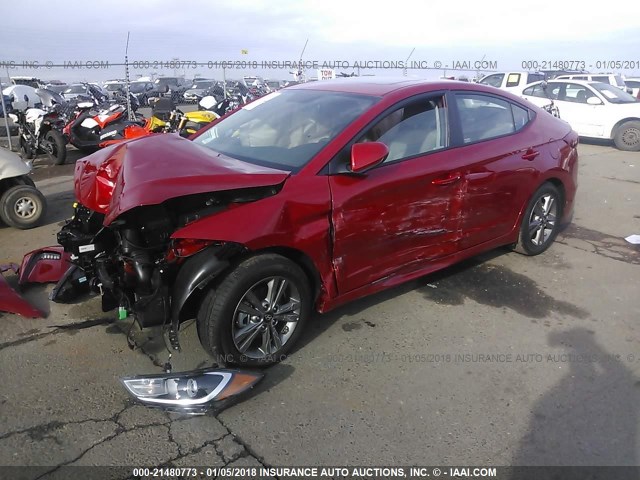 5NPD84LFXJH259827 - 2018 HYUNDAI ELANTRA SEL/VALUE/LIMITED RED photo 2