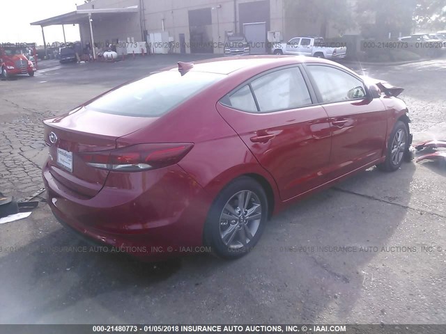 5NPD84LFXJH259827 - 2018 HYUNDAI ELANTRA SEL/VALUE/LIMITED RED photo 4