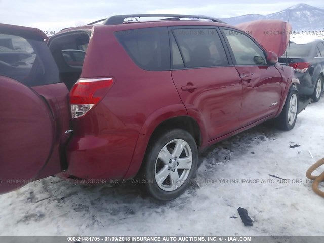 JTMBK32V676010682 - 2007 TOYOTA RAV4 SPORT RED photo 4