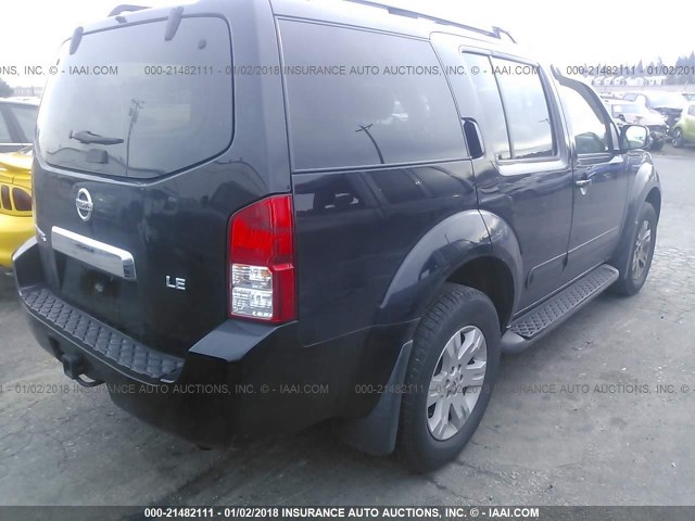 5N1AR18W75C741868 - 2005 NISSAN PATHFINDER LE/SE/XE BLACK photo 4