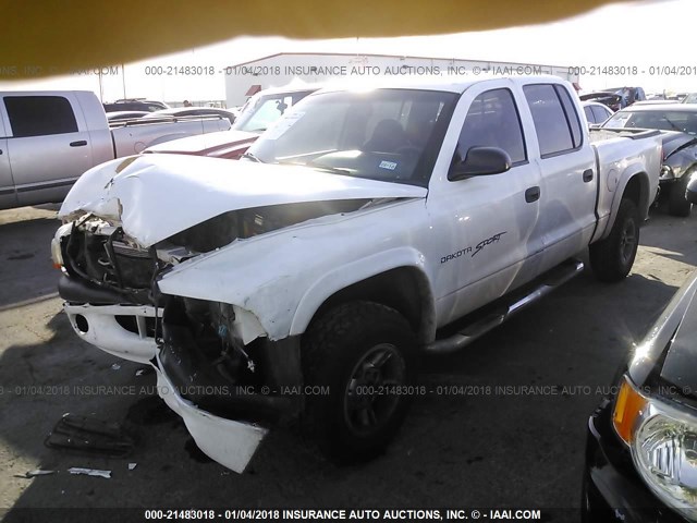 1B7GG2AN3YS760259 - 2000 DODGE DAKOTA QUAD WHITE photo 2