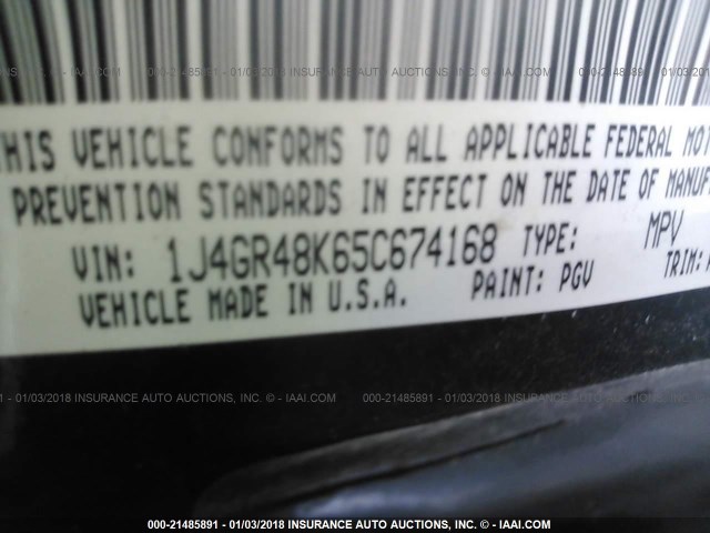 1J4GR48K65C674168 - 2005 JEEP GRAND CHEROKEE LAREDO/COLUMBIA/FREEDOM 绿色 照片 9